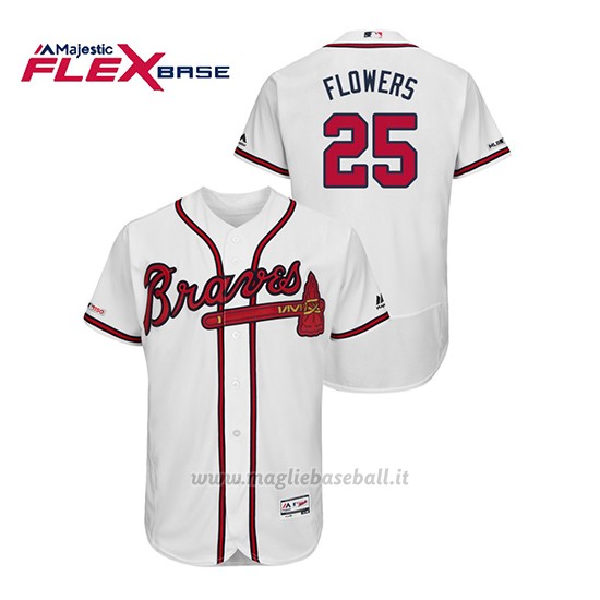 Maglia Baseball Uomo Atlanta Braves Tyler Flowers 150th Aniversario Patch Flex Base Bianco